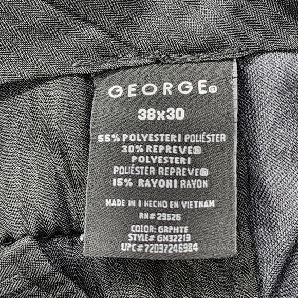 George Pants Mens 38X30 Gray Classic Fit Flat Front Straight Leg Trousers Office - Picture 6 of 13